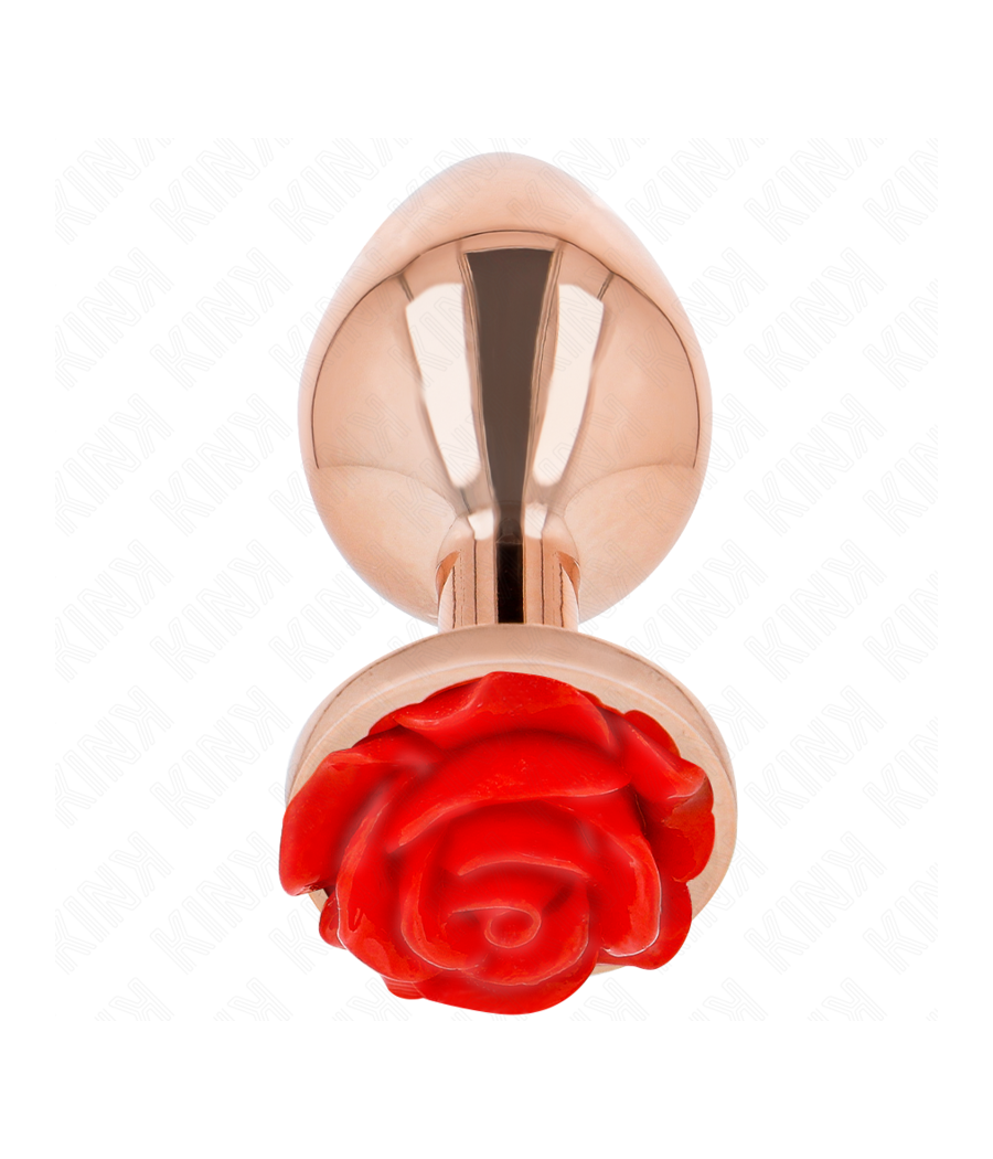 KINK - ROSA GOLDENER ANALSTECKER MIT ROTER ROSE L