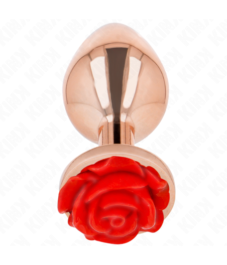 KINK - PLUG ANAL ROSA OURO COM ROSA VERMELHA L