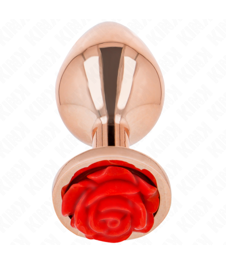 KINK - PLUG ANAL DE OURO ROSA COM ROSA VERMELHA S