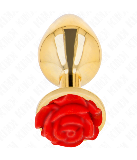 KINK - PLUG ANAL DORADO ROSA ROJA TALLA L