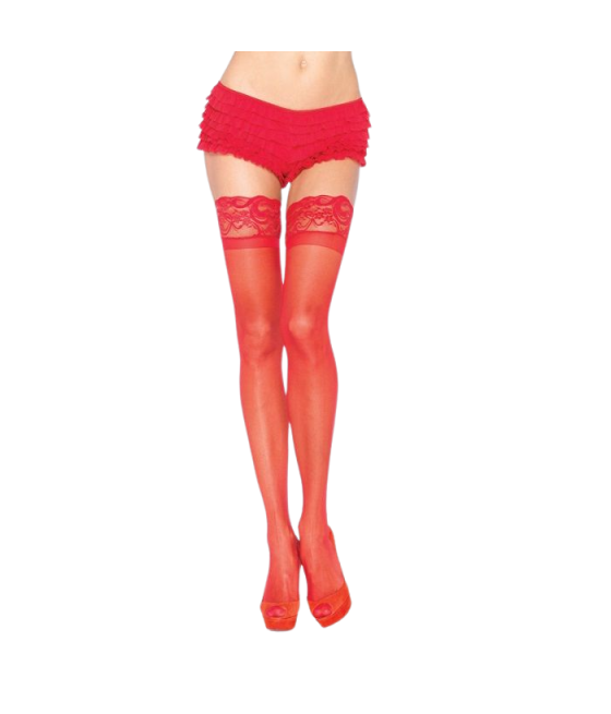 LEG AVENUE - COLLANT ROUGE AVEC DENTELLE AUTO-ADHÉSIVE