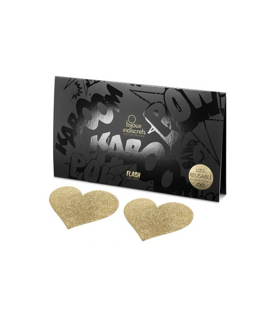 BIJOUX - INDISCRETS FLASH GOLDEN HEART NIPPLE COVERS