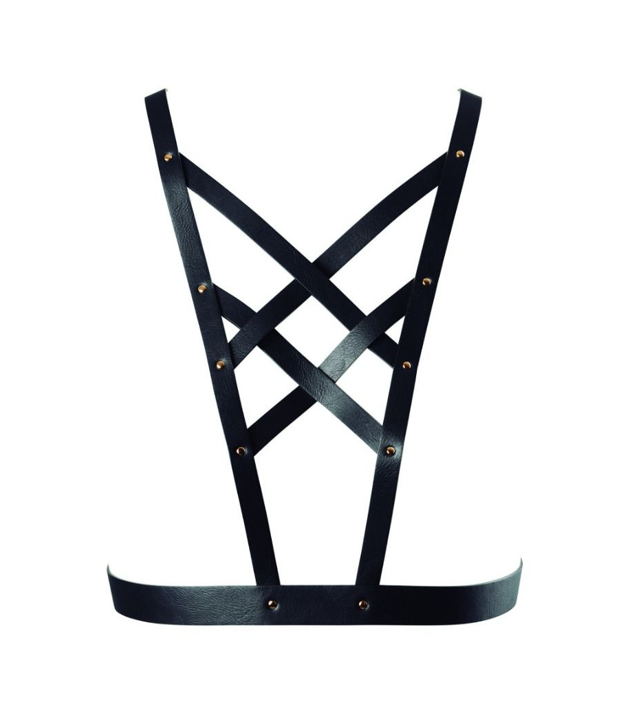 BIJOUX - INDISCRETS MAZE HARNAIS CROISÉ AVEC COLLIER NOIR