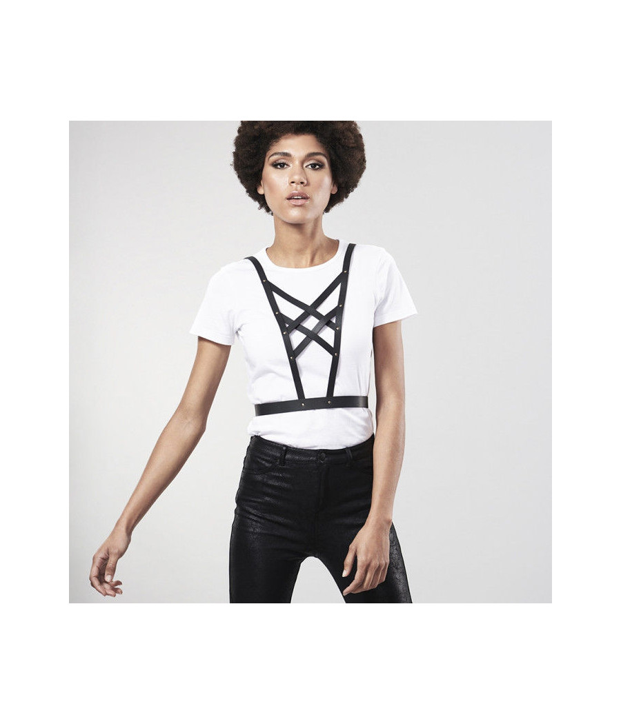 BIJOUX - INDISCRETS MAZE ARNÊS CRUZADO COM DECOTE - PRETO