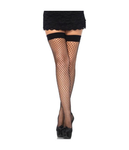 LEG AVENUE - FISHNET THIGH HIGHS SCHWARZ EINE GRÖSSE