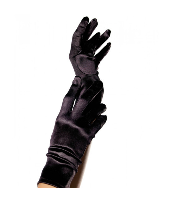 LEG AVENUE - GUANTES SATIN NEGRO