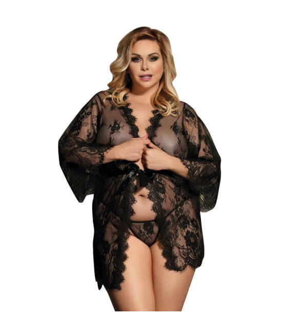 SUBBLIME - QUEEN PLUS LACE PEIGNOIR MANICHE SVASATE