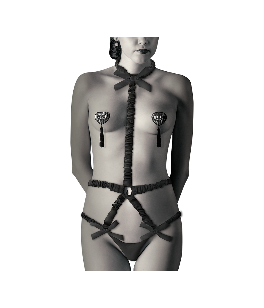 COQUETTE CHIC DESIRE - CONJUNTO DE LINGERIE COM CAPAS DE BICO DELUXE