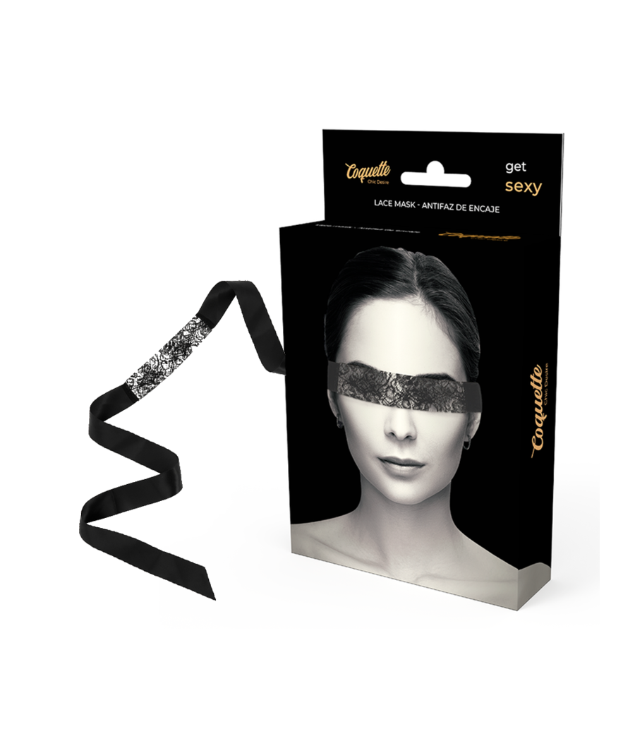 COQUETTE CHIC DESIRE - MASQUE EN DENTELLE NOIRE AVEC RUBAN