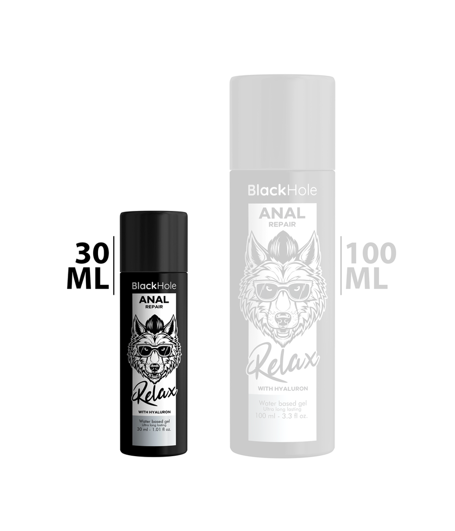 BLACK HOLE - RÉPARATION ANALE RELAX À BASE D'EAU AVEC HYALURON 30 ML