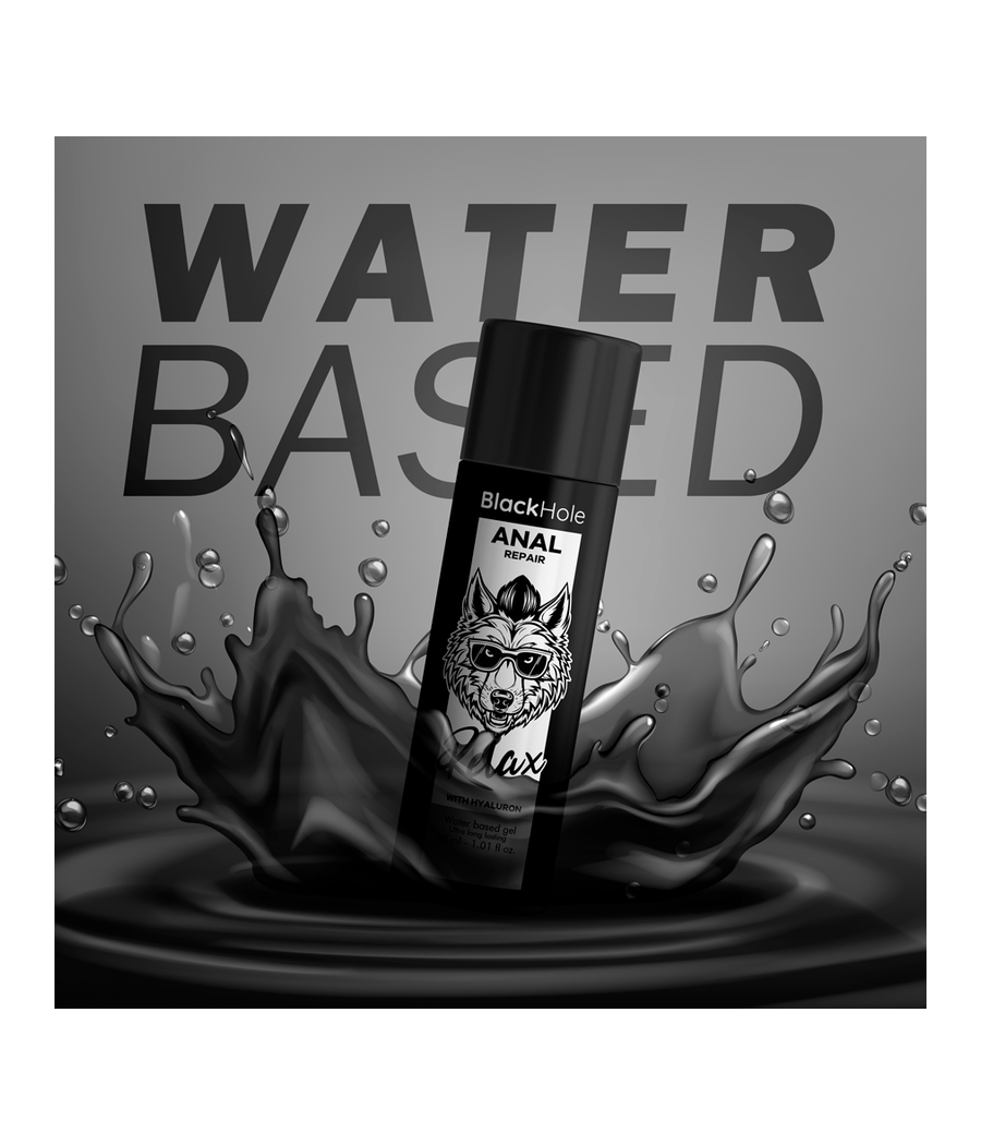 BLACK HOLE - RÉPARATION ANALE RELAX À BASE D'EAU AVEC HYALURON 30 ML
