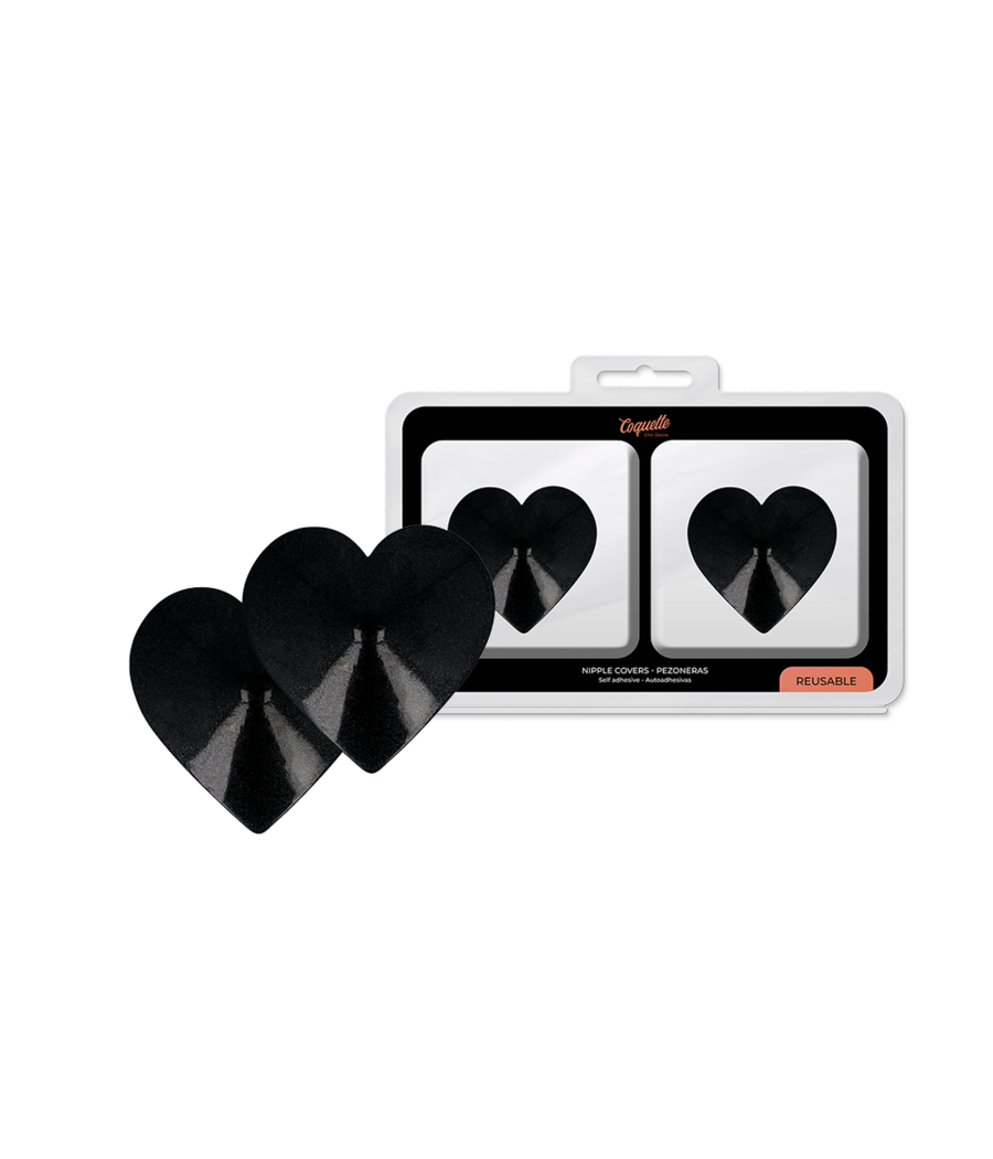 COQUETTE CHIC DESIRE - NIPPELABDECKUNGEN MIT SCHWARZEN HERZEN