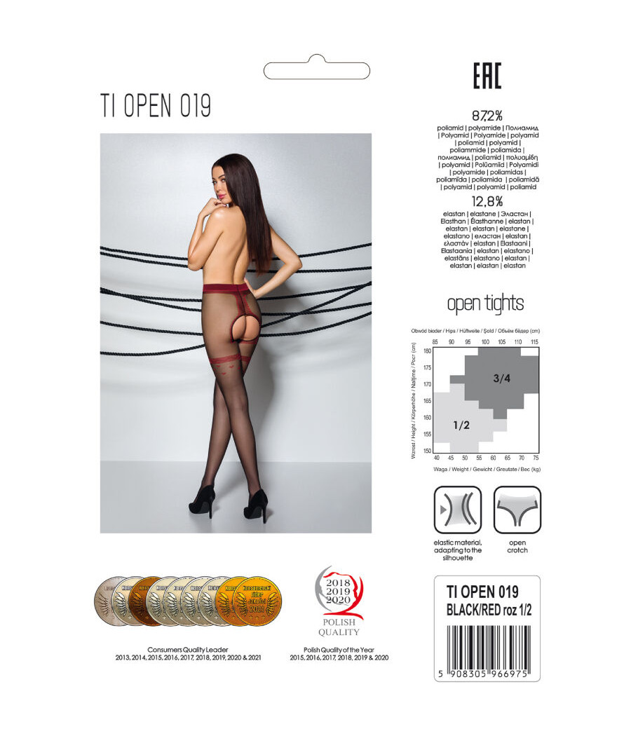 PASSION - TIOPEN 019 COLLANTS NOIR/ROUGE 1/2 20 DEN