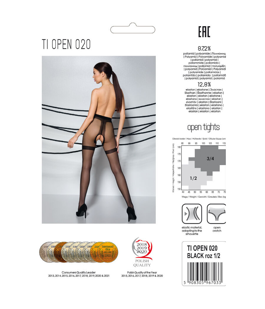 PASSION - TIOPEN 020 SCHWARZE STRUMPFHOSE 1/2 20 DEN