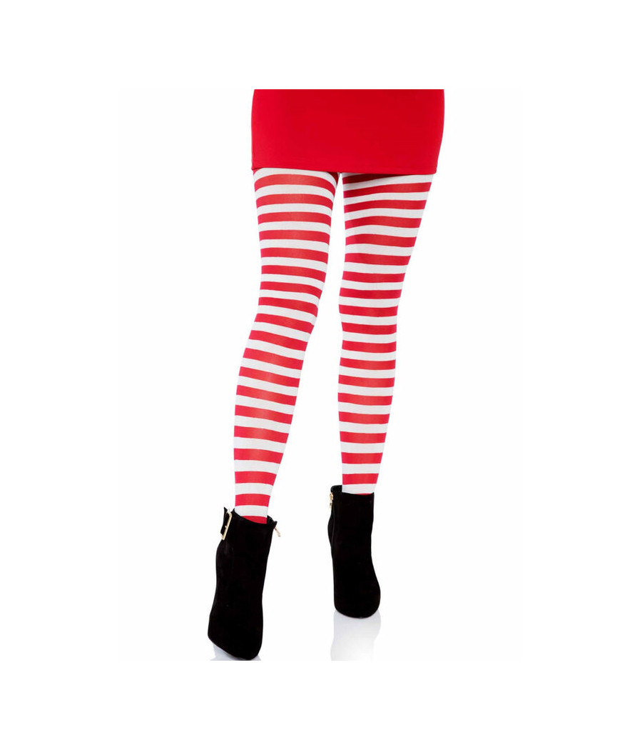 LEG AVENUE - MEDIAS DE RAYAS BLANCO/ROJO