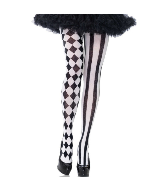 LEG AVENUE - BLACK/WHITE HARLEQUIN TIGHTS