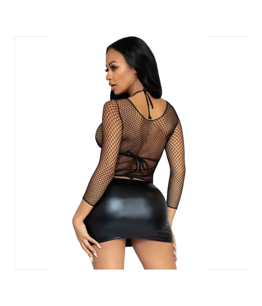 LEG AVENUE - NETZ LANGARM T-SHIRT SCHWARZ