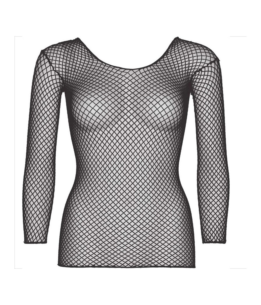 LEG AVENUE - T-SHIRT A RETE MANICHE LUNGHE NERA