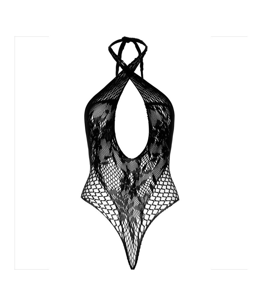 LEG AVENUE - TEDDY-HALFTER MIT SPITZE SCHWARZ