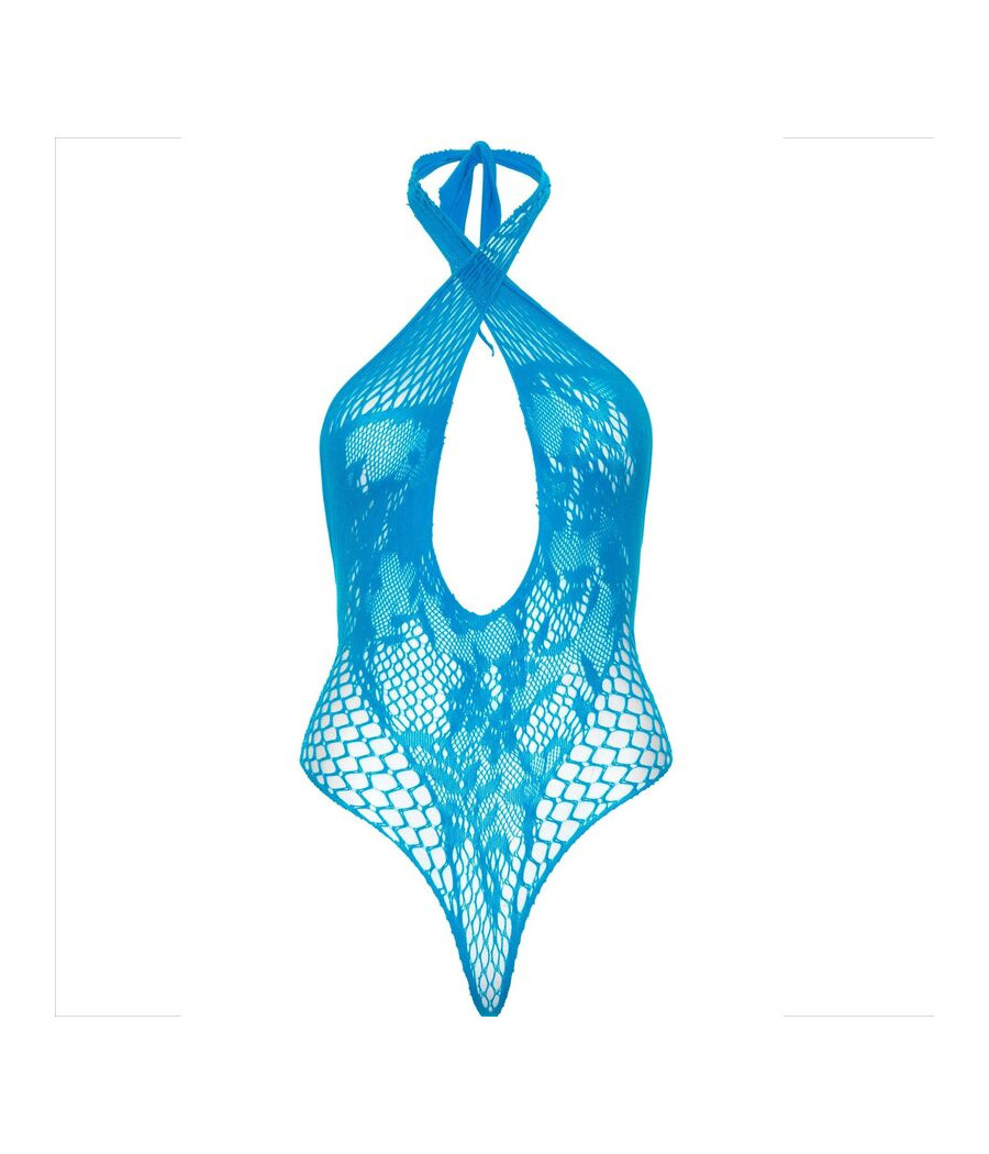 LEG AVENUE - TEDDY HALTER WITH LACE BLUE