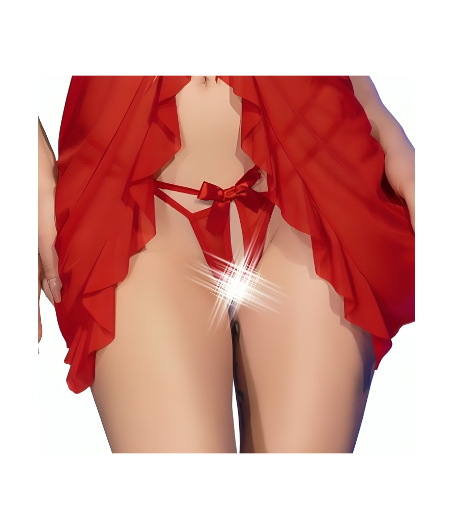 CHILIROSE - CR 4696 BABYDOLL E PERIZOMA ROSSO L/XL