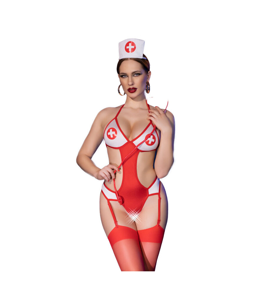 CHILIROSE - CONJUNTO CR 4631 BODYSUIT ENFERMEIRA VERMELHO L/XL
