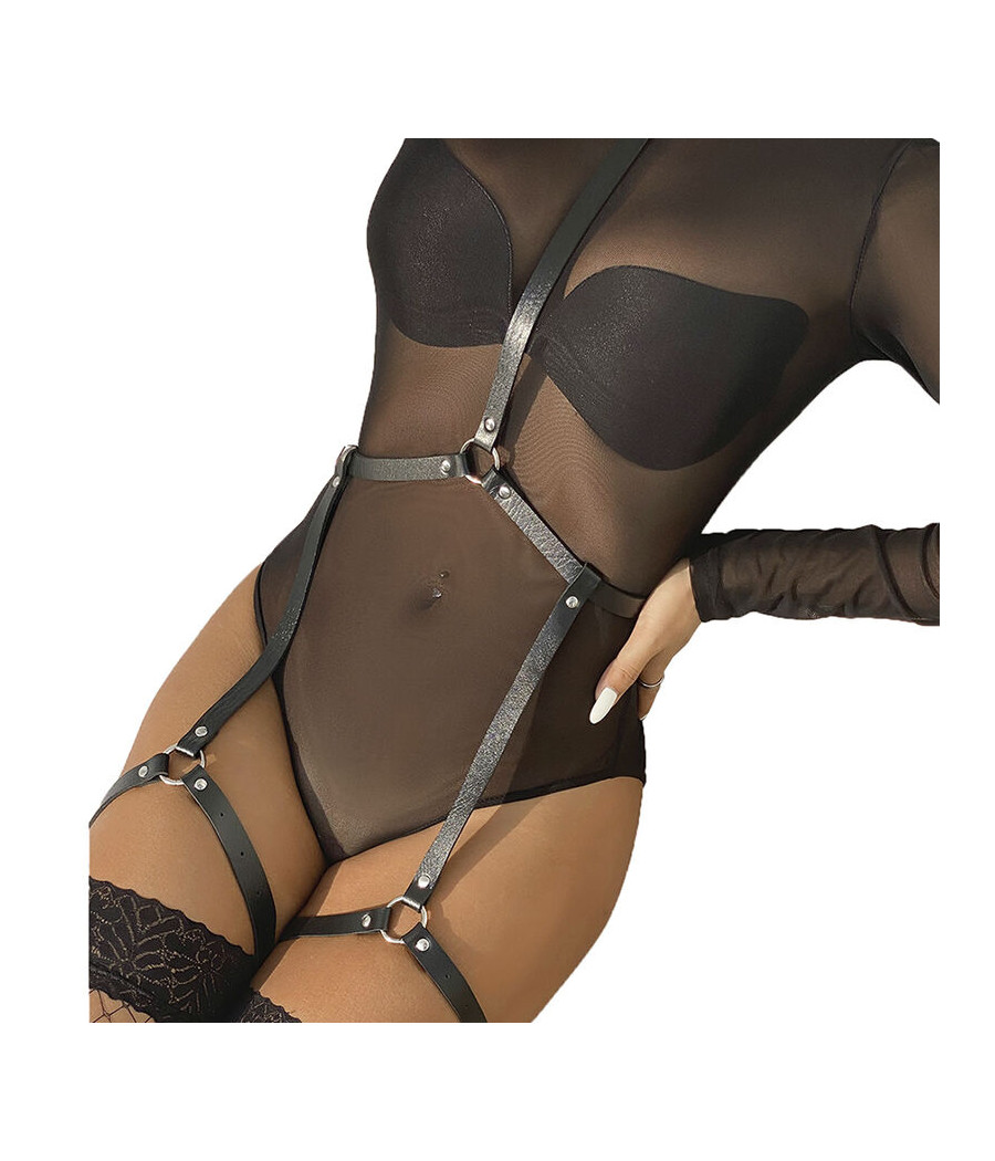 SUBBLIME - LEATHER BODY HARNESS BLACK ONE SIZE