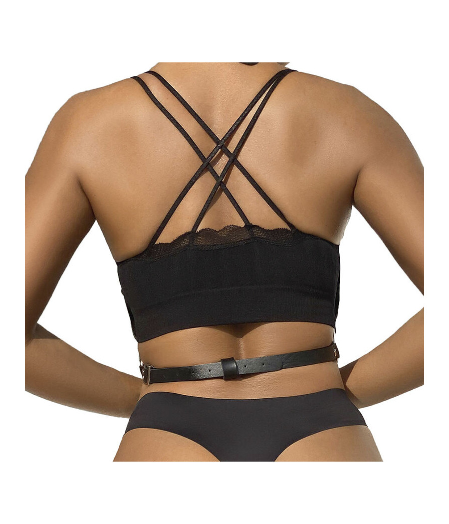SUBBLIME - ARNÉS DE PECHO CADENAS CUERO NEGRO TALLA ÚNICA