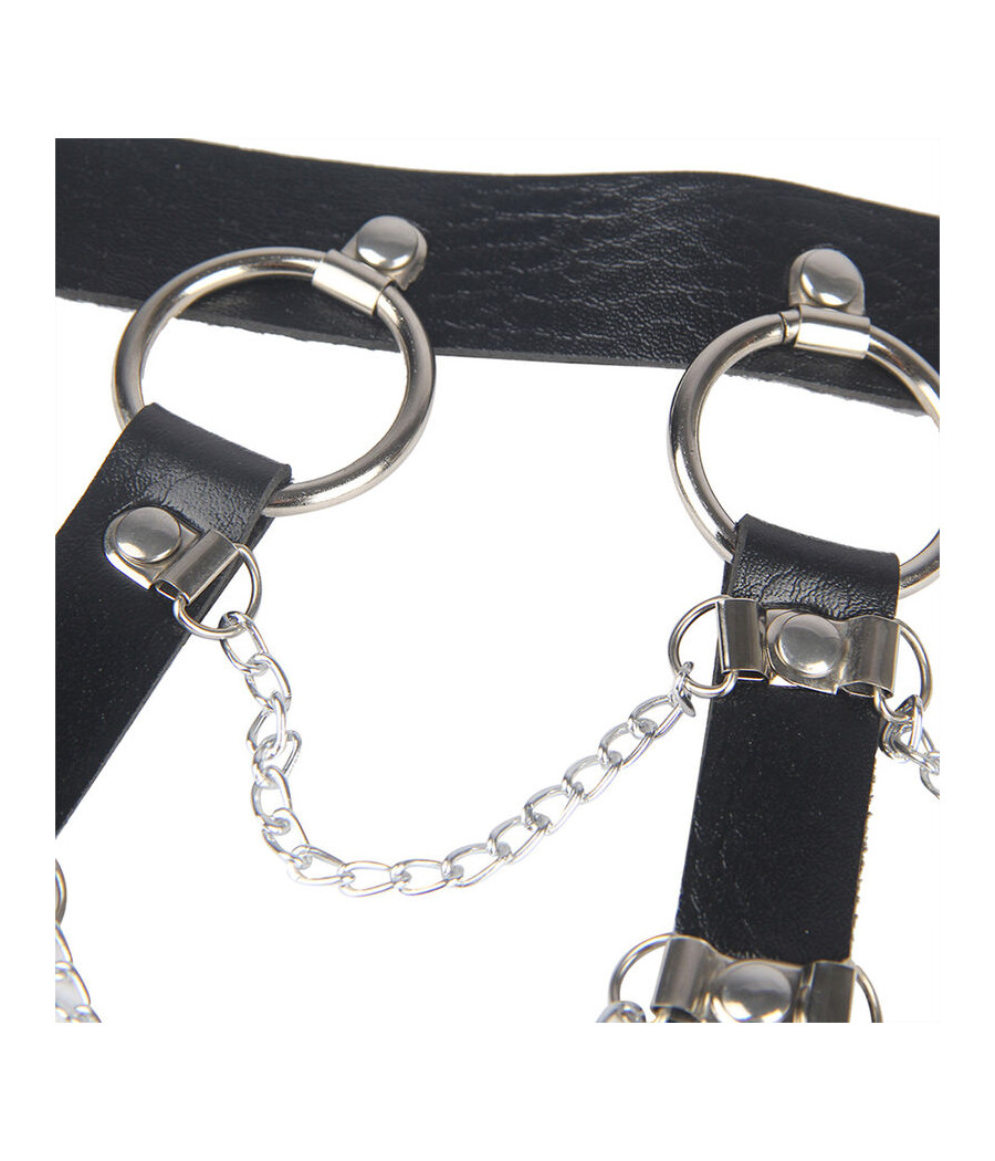 SUBBLIME - BRUSTHARNESS LEDERKETTEN SCHWARZ EINHEITSGRÖSSE