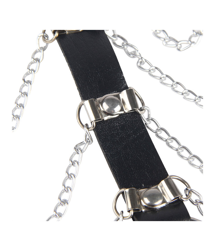 SUBBLIME - HARNAIS POITRINE CHAÎNE S EN CUIR NOIR TAILLE UNIQUE
