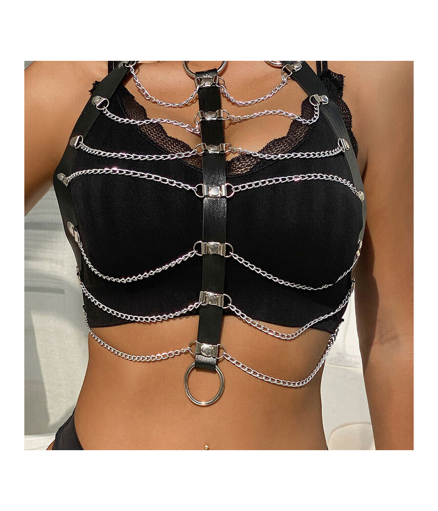 SUBBLIME - CHEST HARNESS LEATHER CHAINS BLACK ONE SIZE