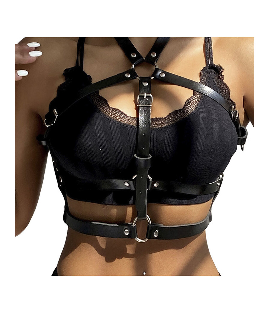SUBBLIME - LEATHER RING CHEST HARNESS BLACK ONE SIZE