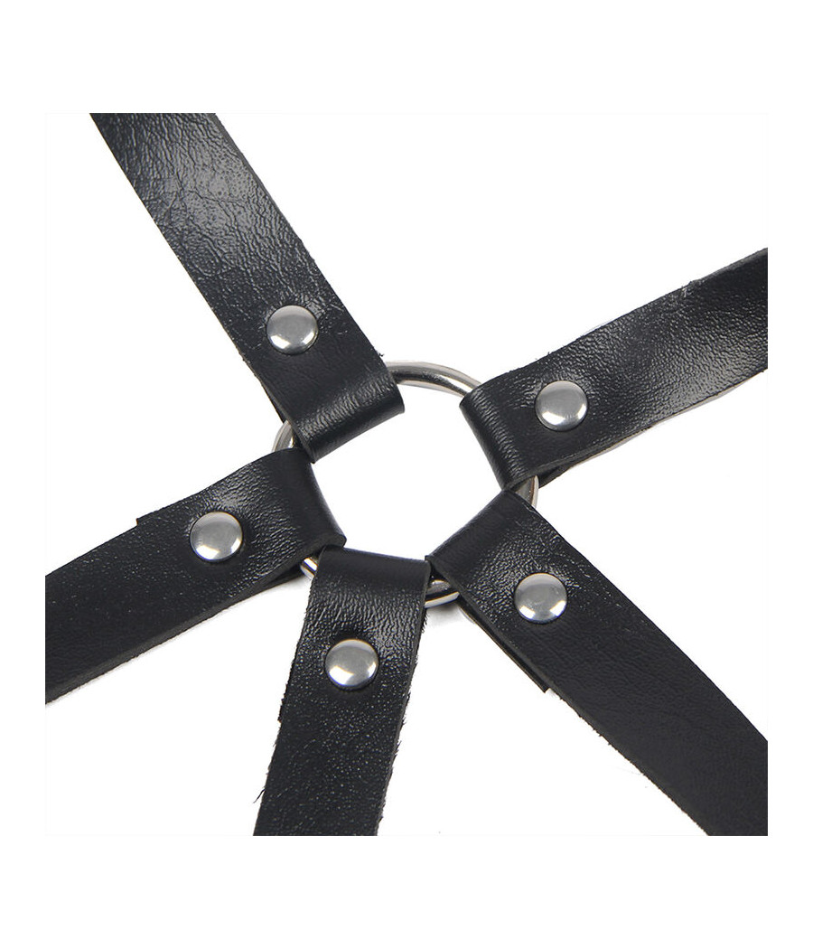 SUBBLIME - HARNAIS POITRINE ANNEAU CUIR NOIR TAILLE UNIQUE