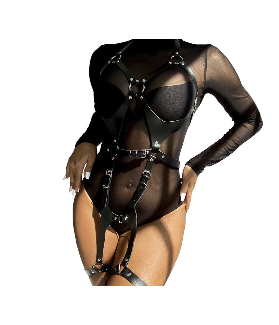 SUBBLIME - HARNAIS COMPLET AVEC BOUCLES EN CUIR NOIR TAILLE UNIQUE