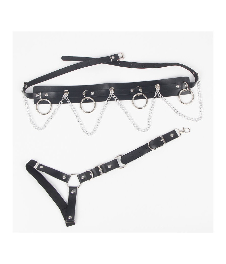 SUBBLIME - HARNAIS CEINTURE ET JARRETIÈRES AVEC ANNEAUX ET CHAÎNE DÉTAIL TAILLE UNIQUE