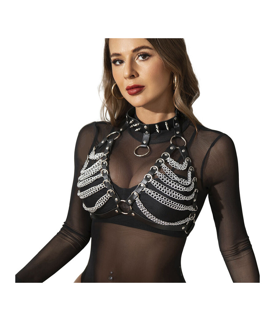 SUBBLIME - IMBRAGATURA REGGISENO E COLLANA CON CATENE TAGLIA UNICA