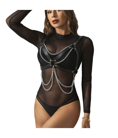 SUBBLIME - HARNESS BRA WITH CHAINDETAIL ONE SIZE