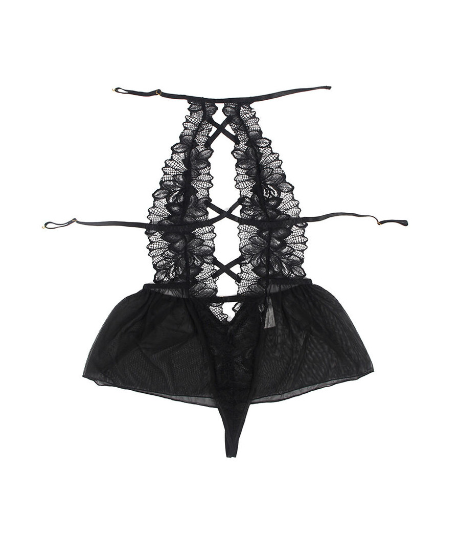 SUBBLIME - TEDDY CUELLO HALTER ESPALDA DESCUBIERTA ENCAJE NEGRO S/M