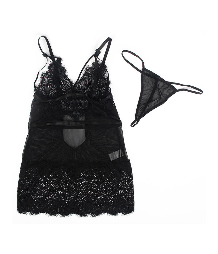 SUBBLIME - BABYDOLL WITH ADJUSTABLE LACE STRAPS BLACK L/XL