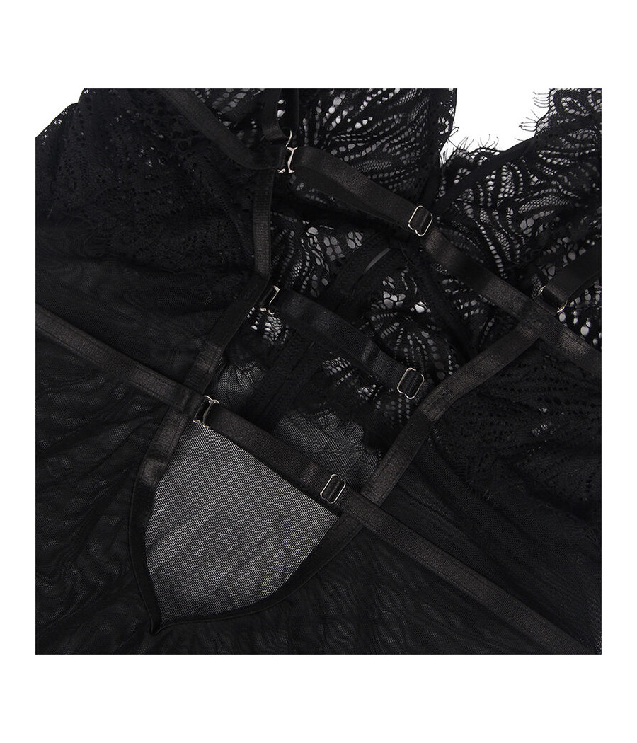 SUBBLIME - BABYDOLL COM ALAS DE RENDA AJUSTVEIS PRETO L/XL