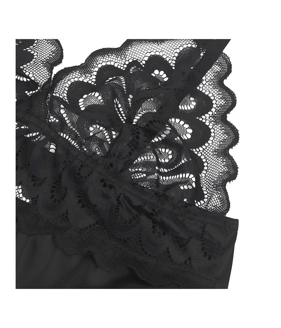 SUBBLIME - BABYDOLL WITH FLORAL PRINT CHEST BLACK S/M