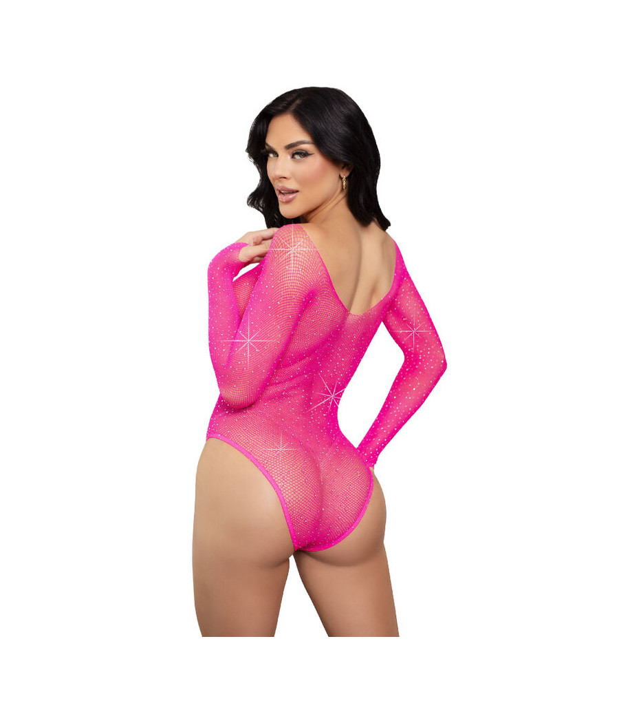 LEG AVENUE - BODY MANICA LUNGA CRISTALLIZZATO FUCSIA