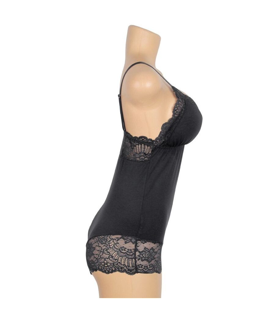 SUBBLIME - TEDDY DÉTAIL DENTELLE FLORALE NOIR L/XL