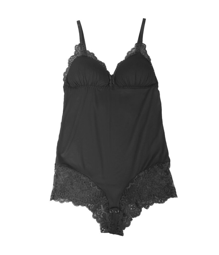 SUBBLIME - TEDDY PRETO FLORAL DETALHE DE RENDA L/XL