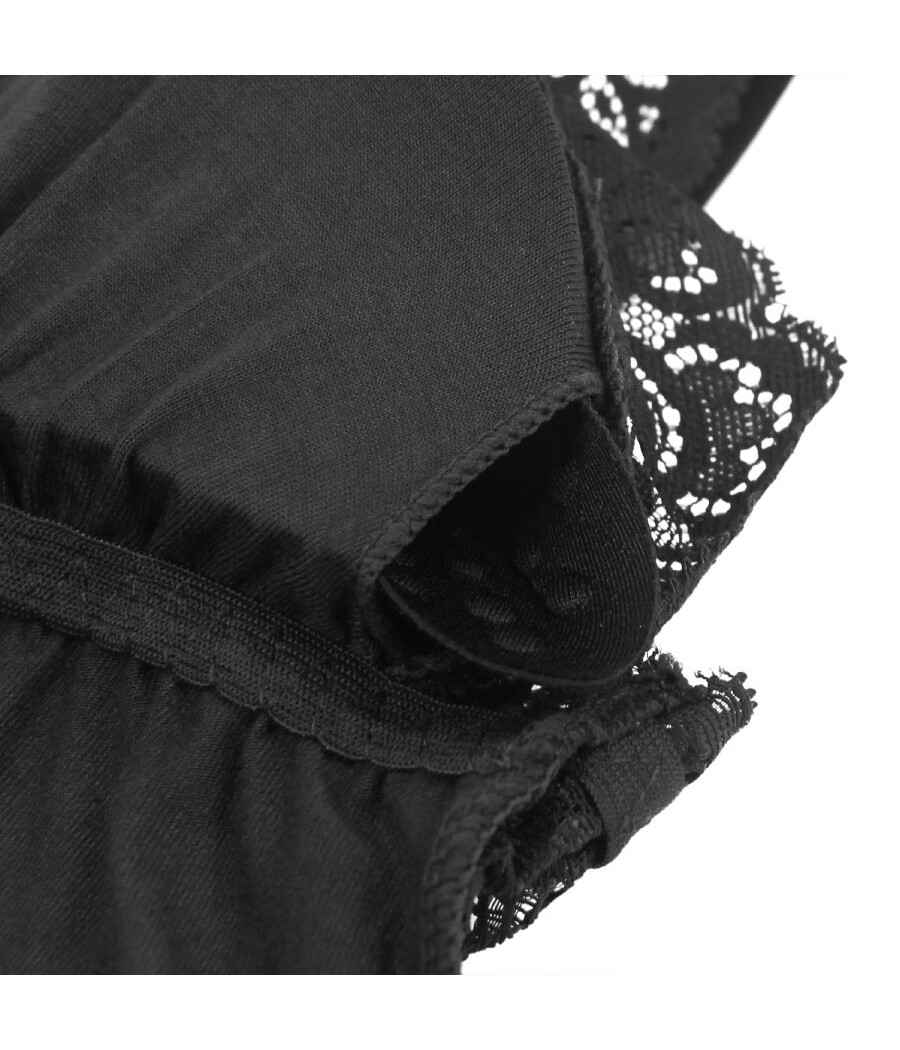 SUBBLIME - SCHWARZER TEDDY MIT BLUMENSPITZENDETAIL L/XL