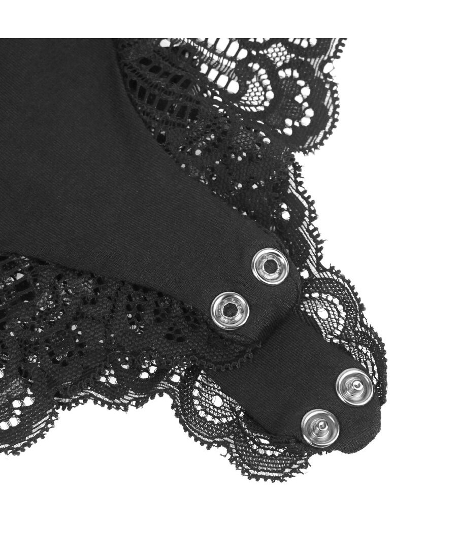 SUBBLIME - SCHWARZER TEDDY MIT BLUMENSPITZENDETAIL L/XL