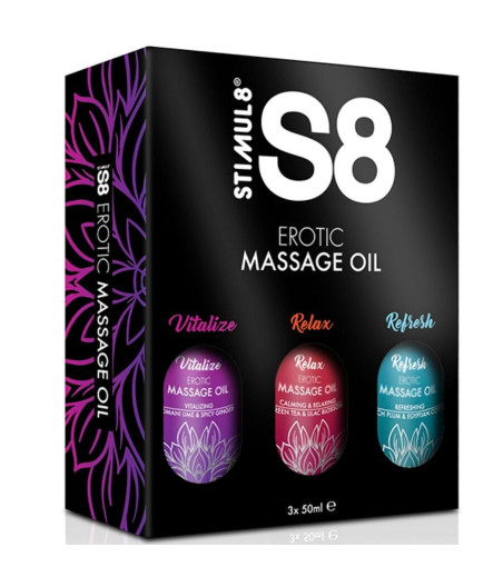 STIMUL8 - S8 HUILE DE MASSAGE COFFRET 3 X 50 ML