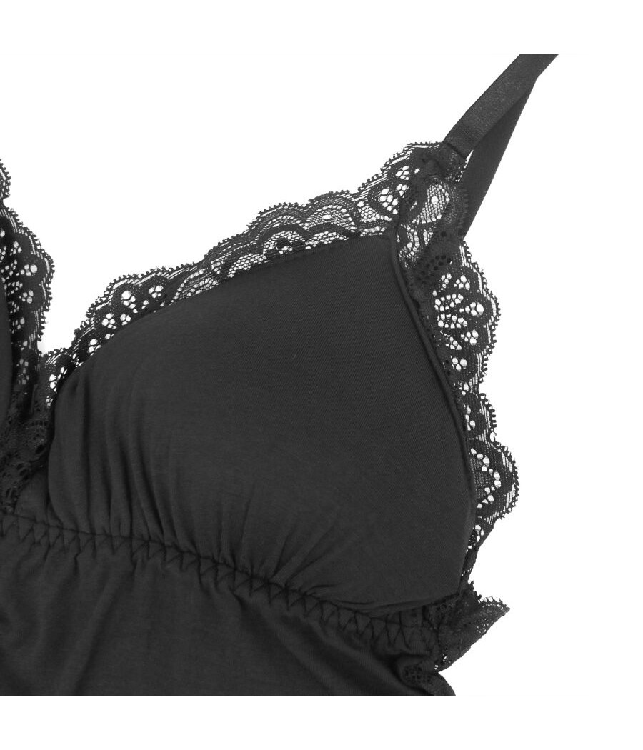 SUBBLIME - SCHWARZER TEDDY MIT BLUMENSPITZENDETAIL S/M