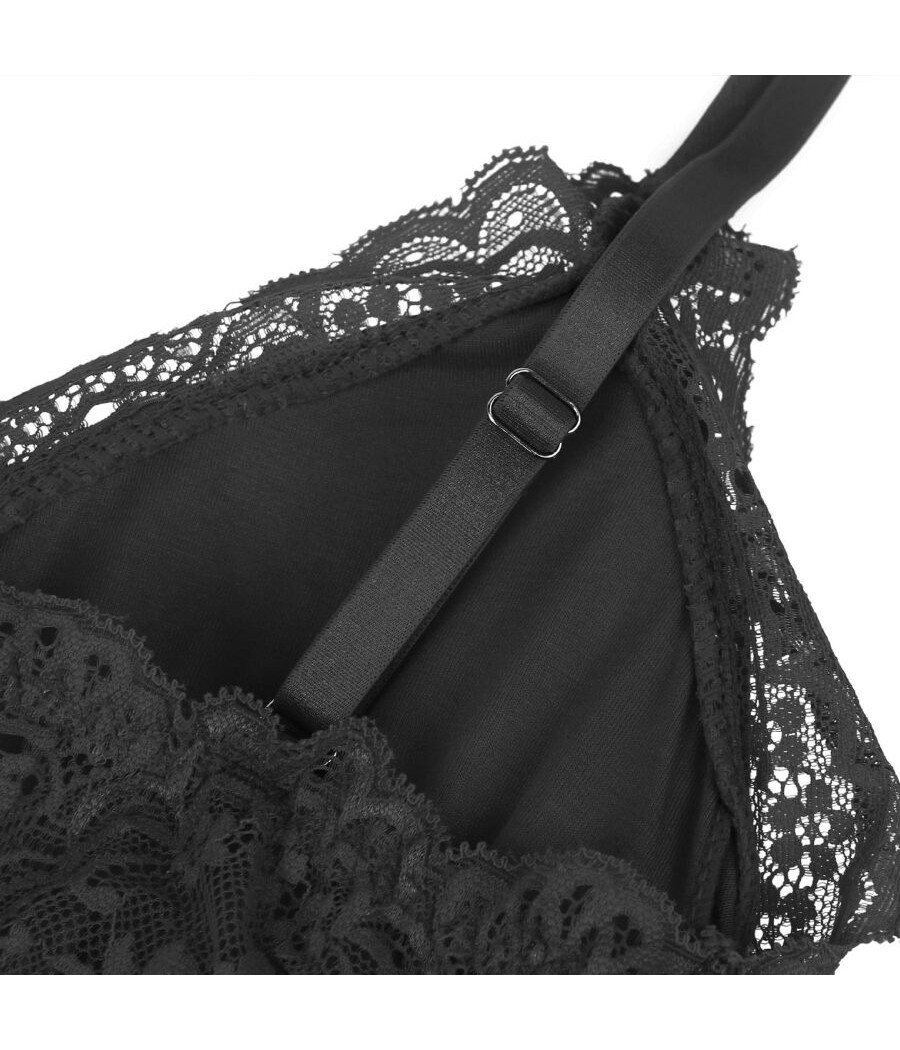 SUBBLIME - TEDDY DETALLE ENCAJE FLORAL NEGRO S/M