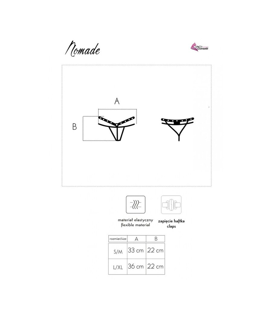 LIVCO CORSETTI FASHION - STRING NOMADE SANS CROTCHLESS NOIR